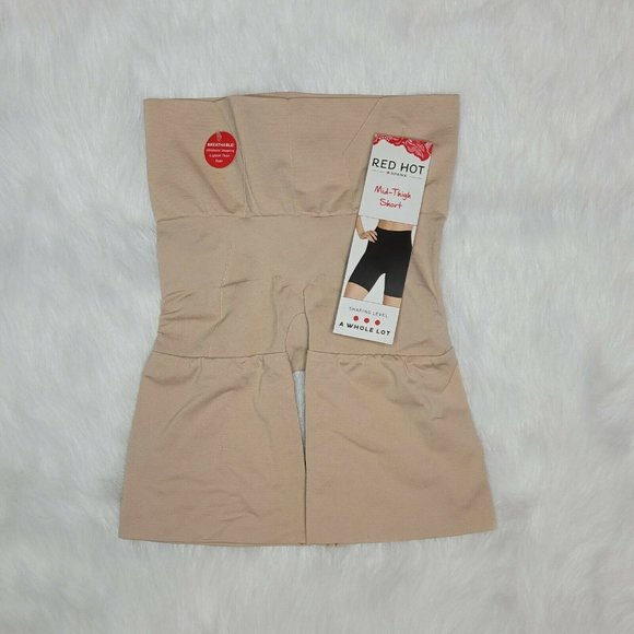 SPANX Other - Red Hot Spanx Mid-Thigh Short  Seamless High Waist Soft Nude Size Large